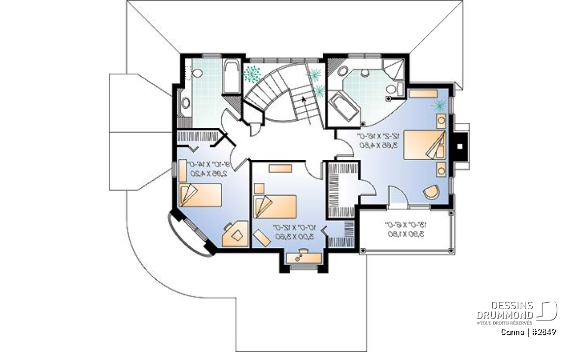 Étage - Salle familiale avec foyer, bureau à domicile, grande cuisine, terrasse - Canne