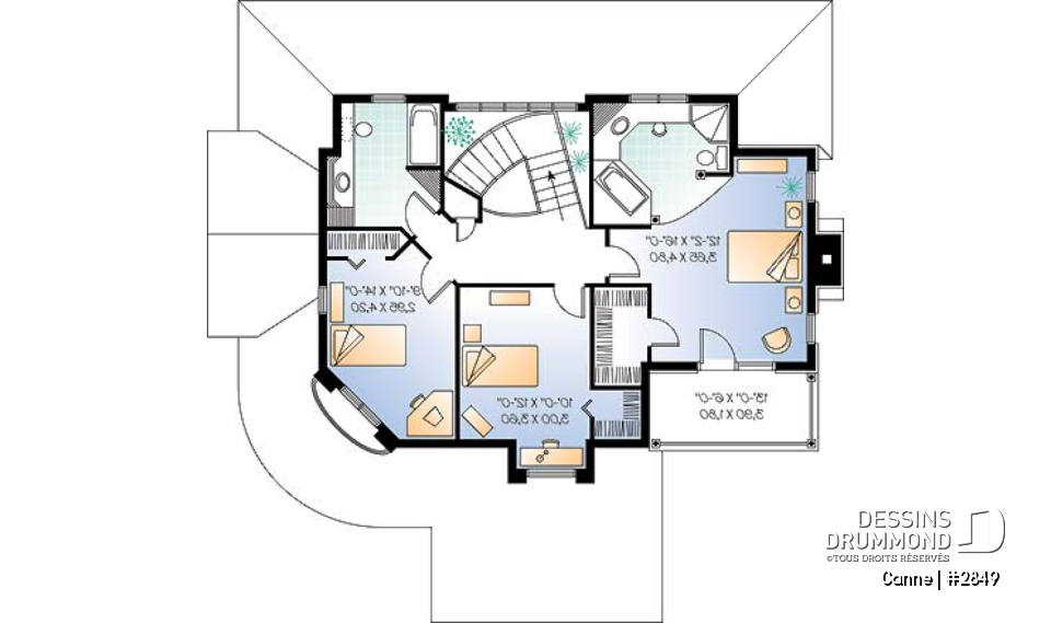 Étage - Salle familiale avec foyer, bureau à domicile, grande cuisine, terrasse - Canne
