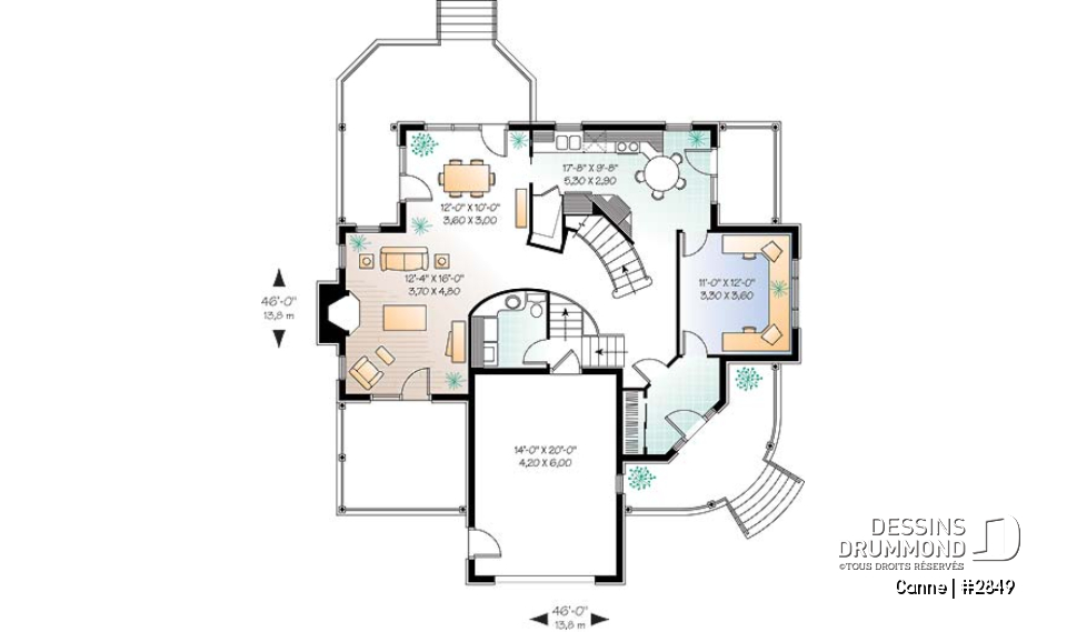Rez-de-chaussée - Salle familiale avec foyer, bureau à domicile, grande cuisine, terrasse - Canne
