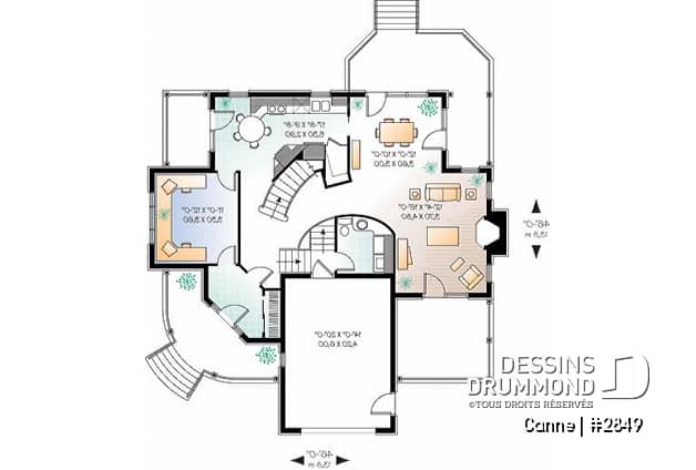 Rez-de-chaussée - Salle familiale avec foyer, bureau à domicile, grande cuisine, terrasse - Canne