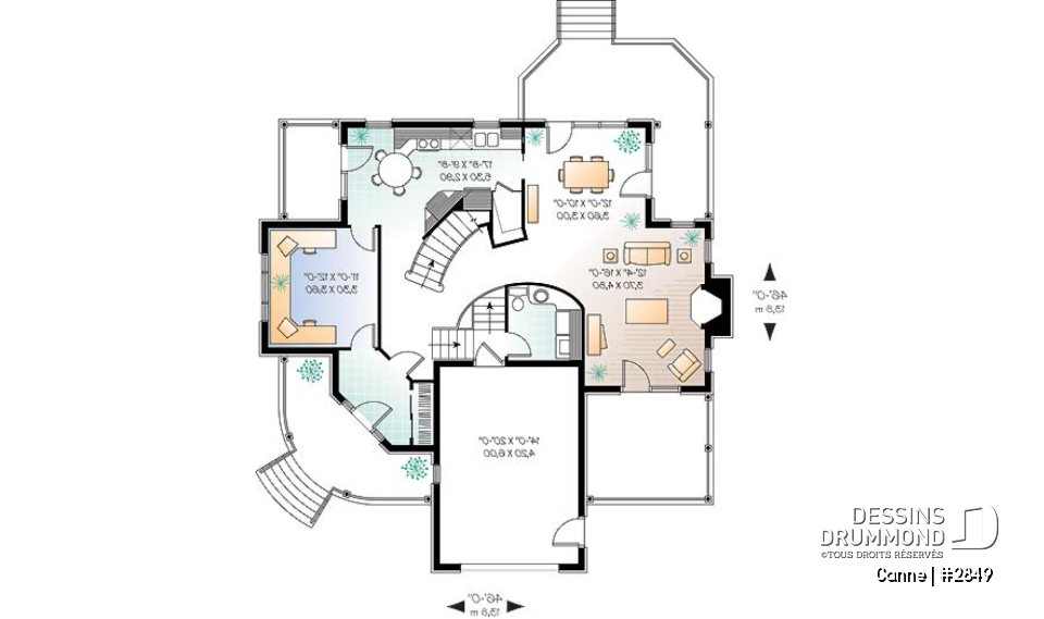Rez-de-chaussée - Salle familiale avec foyer, bureau à domicile, grande cuisine, terrasse - Canne