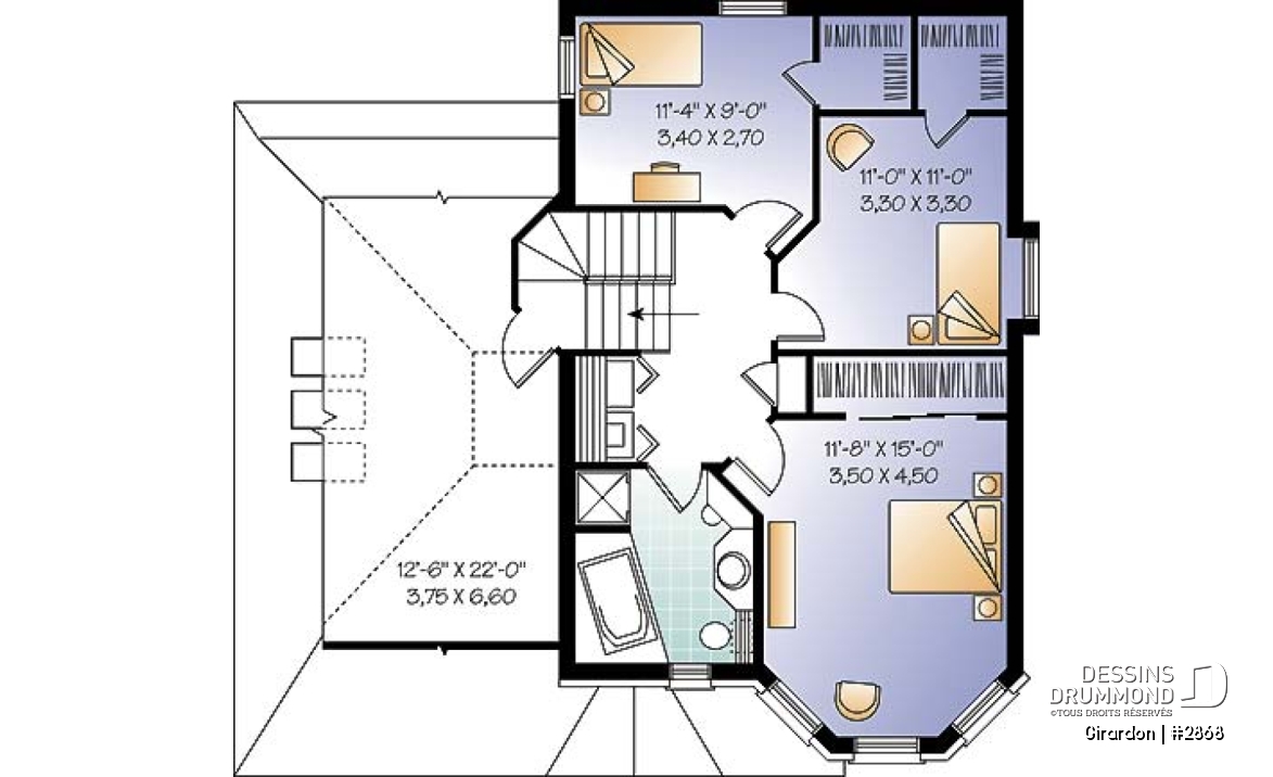 Étage - Maison d'inspiration victorienne, bon rangement à la cuisine, 3 grandes chambres, plafond à 9', garage - Girardon