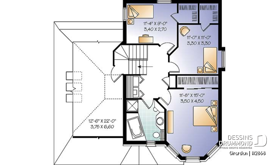 Étage - Maison d'inspiration victorienne, bon rangement à la cuisine, 3 grandes chambres, plafond à 9', garage - Girardon