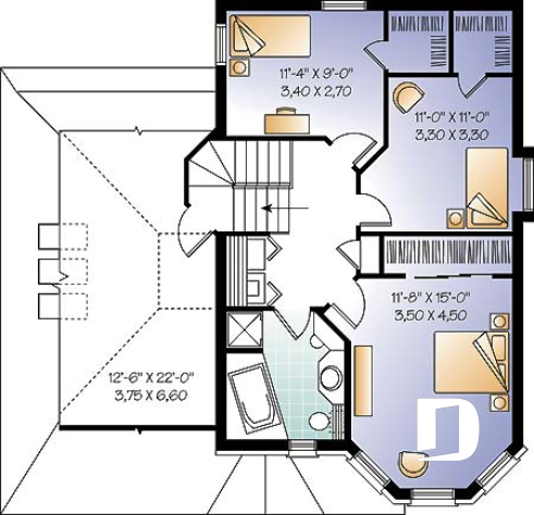 Étage - Maison d'inspiration victorienne, bon rangement à la cuisine, 3 grandes chambres, plafond à 9', garage - Girardon