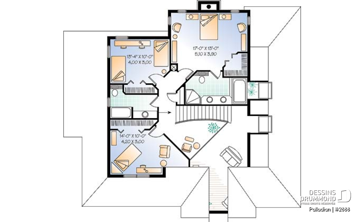 Étage - Belle maison champêtre avec grande suite des maîtres, mezzanine, salon avec foyer, bureau - Palladian