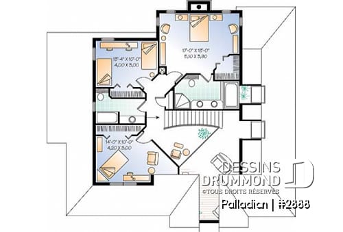 Étage - Belle maison champêtre avec grande suite des maîtres, 3 à 4 ch., mezzanine, salon avec foyer, bureau - Palladian