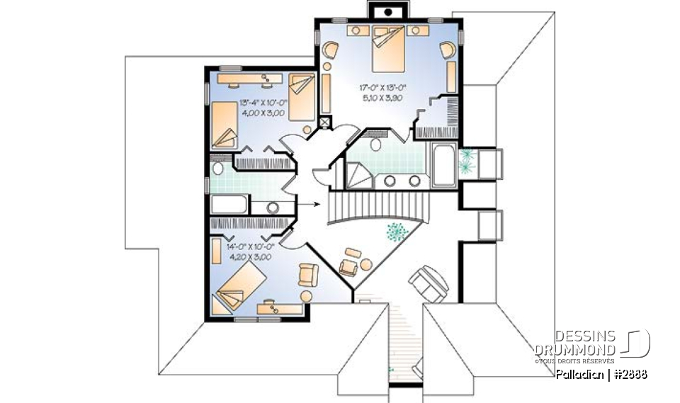 Étage - Belle maison champêtre avec grande suite des maîtres, mezzanine, salon avec foyer, bureau - Palladian