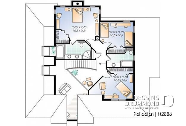 Étage - Belle maison champêtre avec grande suite des maîtres, 3 à 4 ch., mezzanine, salon avec foyer, bureau - Palladian