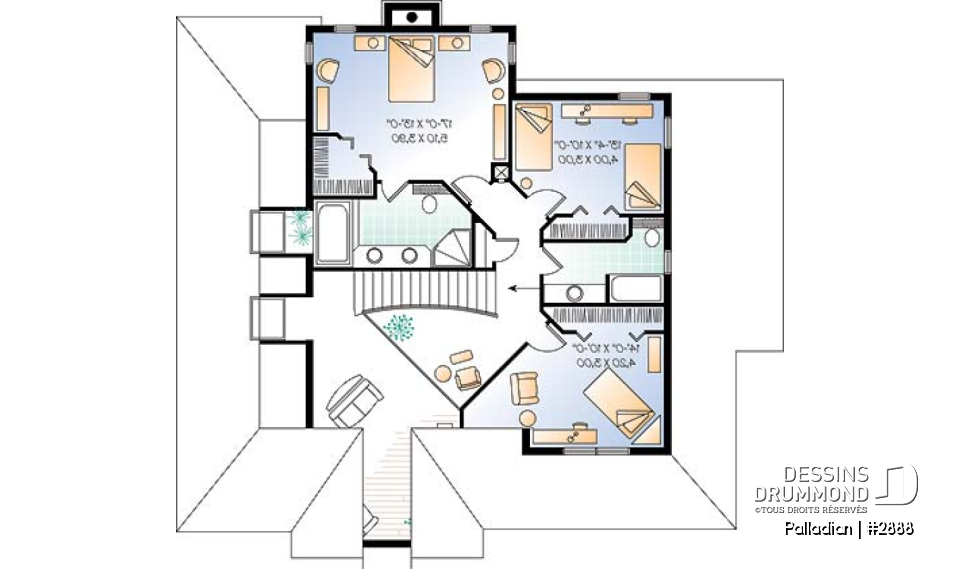 Étage - Belle maison champêtre avec grande suite des maîtres, mezzanine, salon avec foyer, bureau - Palladian
