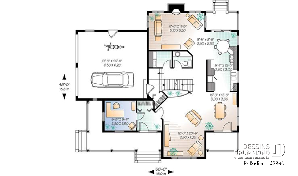 Rez-de-chaussée - Belle maison champêtre avec grande suite des maîtres, mezzanine, salon avec foyer, bureau - Palladian