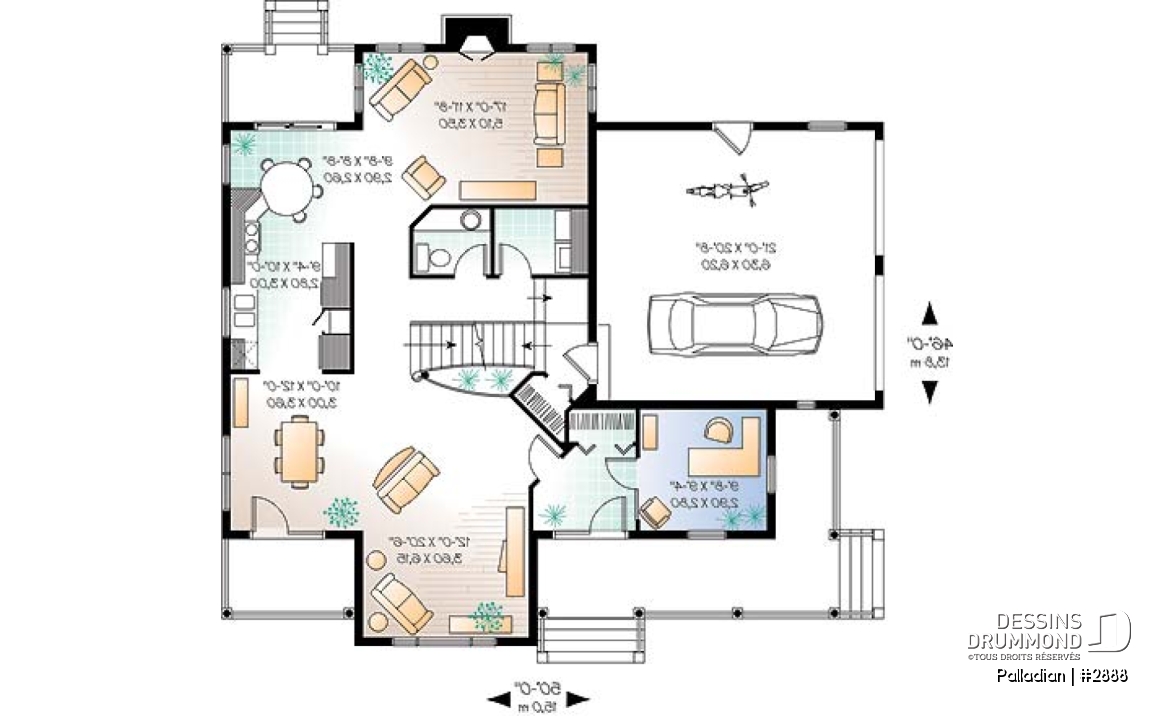 Rez-de-chaussée - Belle maison champêtre avec grande suite des maîtres, mezzanine, salon avec foyer, bureau - Palladian