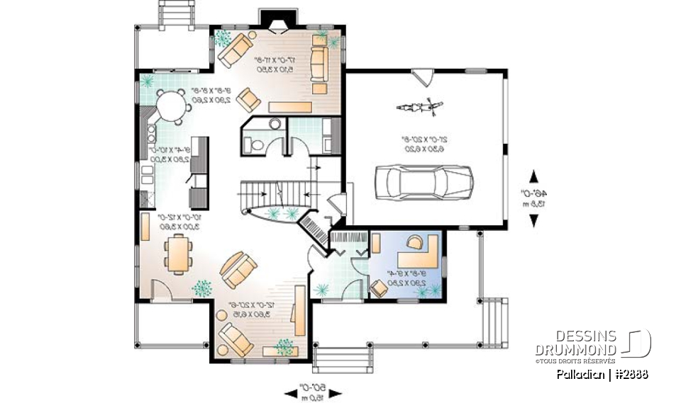 Rez-de-chaussée - Belle maison champêtre avec grande suite des maîtres, mezzanine, salon avec foyer, bureau - Palladian