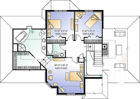Étage - Maison avec salon spectaculaire, cuisine avec grand îlot, foyer, bureau, 3 à 4 chambres, grande suite parents - Roberval