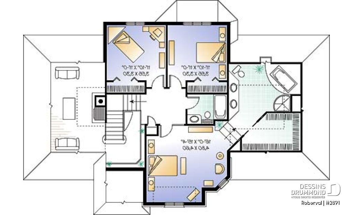 Étage - Maison avec salon spectaculaire, cuisine avec grand îlot, foyer, bureau, 3 à 4 chambres, grande suite parents - Roberval