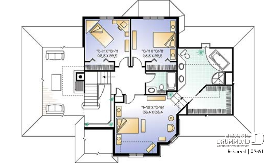 Étage - Maison avec salon spectaculaire, cuisine avec grand îlot, foyer, bureau, 3 à 4 chambres, grande suite parents - Roberval