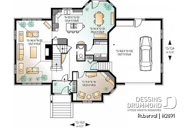 Rez-de-chaussée - Maison avec salon spectaculaire, cuisine avec grand îlot, foyer, bureau, 3 à 4 chambres, grande suite parents - Roberval