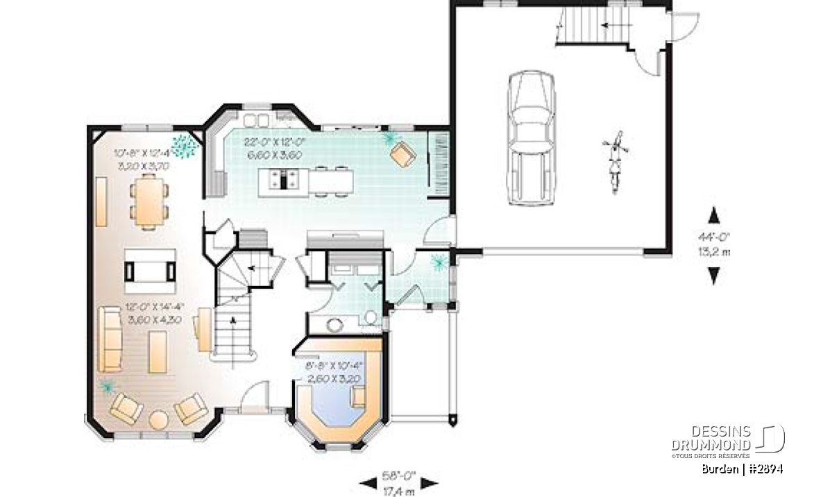 Rez-de-chaussée - Modèle de maison d'inspiration victorienne, garage double avec espace rangement à l'étage, bureau à domicile - Burden