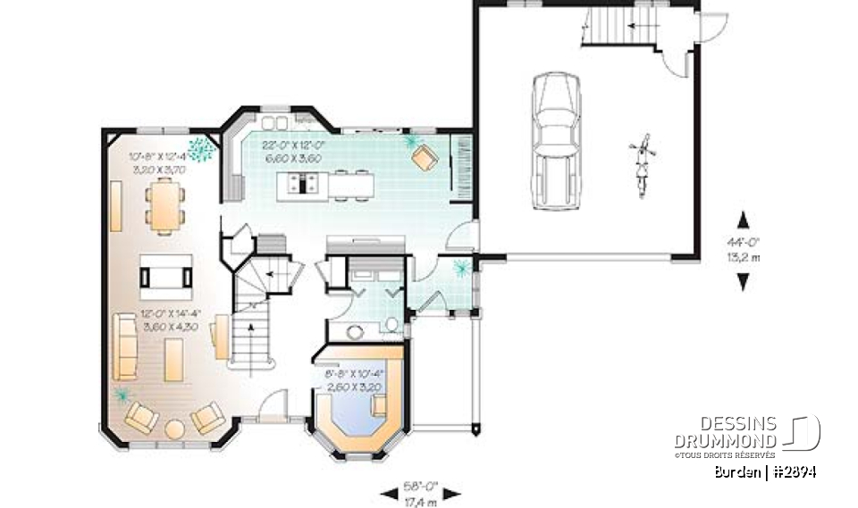Rez-de-chaussée - Modèle de maison d'inspiration victorienne, garage double avec espace rangement à l'étage, bureau à domicile - Burden