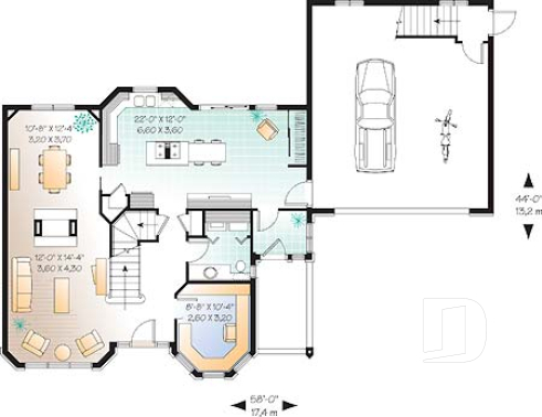 Rez-de-chaussée - Modèle de maison d'inspiration victorienne, garage double avec espace rangement à l'étage, bureau à domicile - Burden
