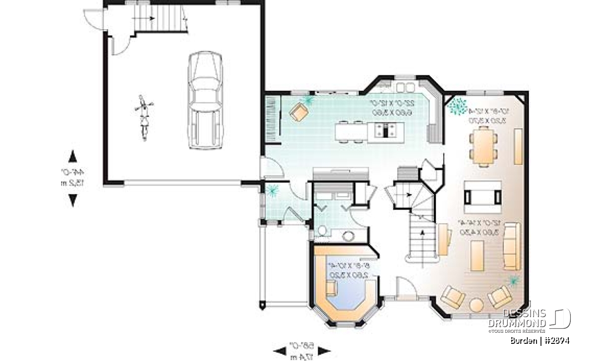Rez-de-chaussée - Modèle de maison d'inspiration victorienne, garage double avec espace rangement à l'étage, bureau à domicile - Burden