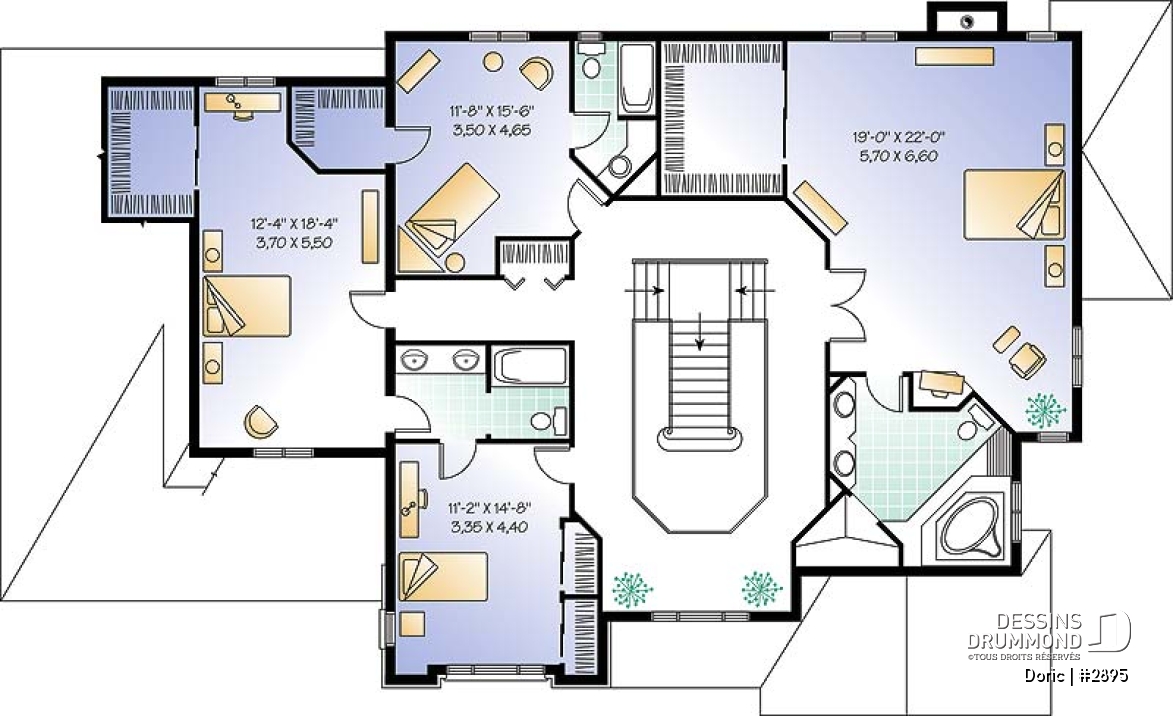 Étage - Grande maison avec garage double, 4 chambres, 3.5 salles de bain, 2 salons, bureau à domicile, plafond 9' - Doric