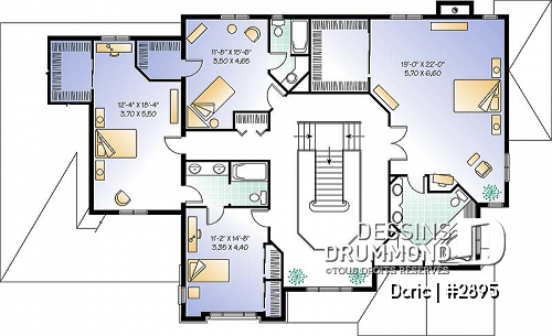 Étage - Grande maison avec garage double, 4 chambres, 3.5 salles de bain, 2 salons, bureau à domicile, plafond 9' - Doric