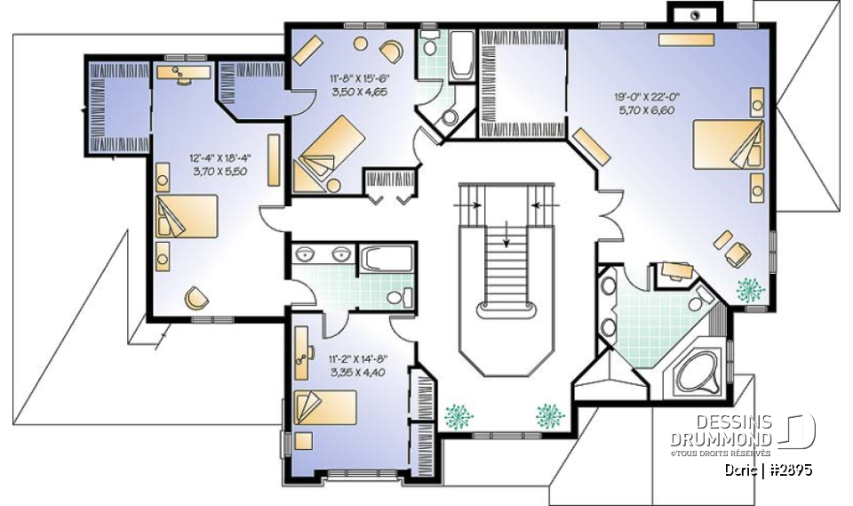 Étage - Grande maison avec garage double, 4 chambres, 3.5 salles de bain, 2 salons, bureau à domicile, plafond 9' - Doric