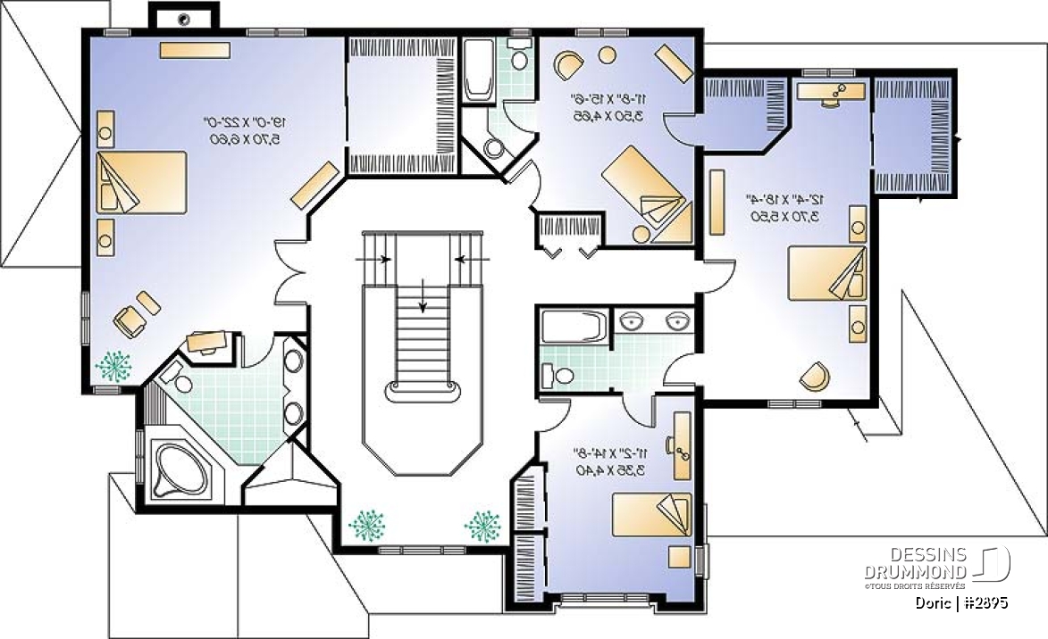 Étage - Grande maison avec garage double, 4 chambres, 3.5 salles de bain, 2 salons, bureau à domicile, plafond 9' - Doric