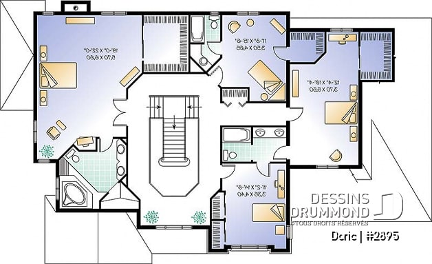 Étage - Grande maison avec garage double, 4 chambres, 3.5 salles de bain, 2 salons, bureau à domicile, plafond 9' - Doric