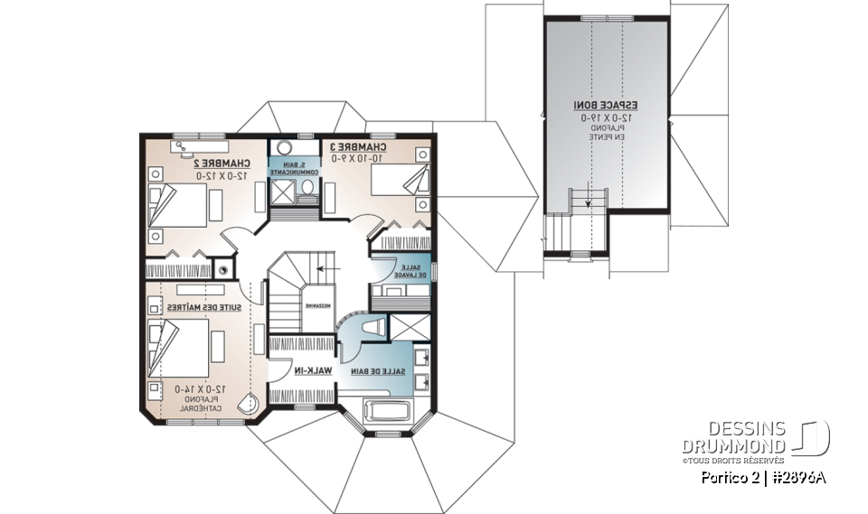 Étage - Maison 3 chambres lumineuse avec garage double, espace boni et bureau inspirant. - Portico 2