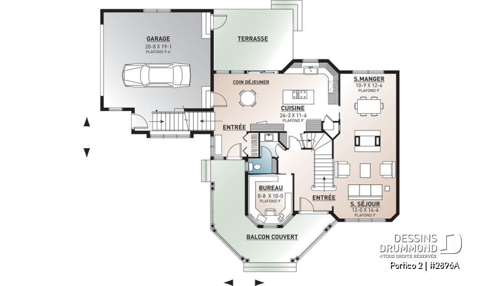 Rez-de-chaussée - Maison 3 chambres lumineuse avec garage double, espace boni et bureau inspirant. - Portico 2