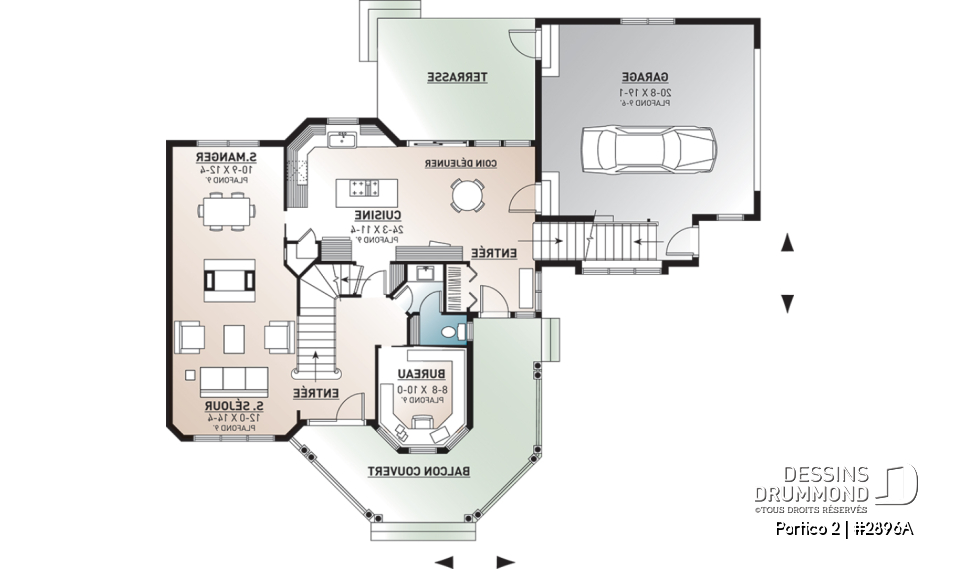 Rez-de-chaussée - Maison 3 chambres lumineuse avec garage double, espace boni et bureau inspirant. - Portico 2