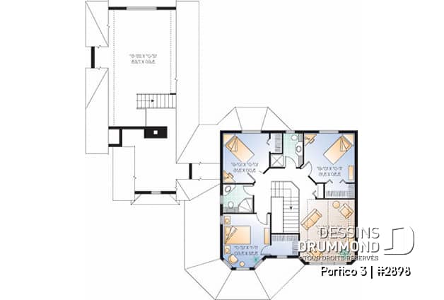 Étage - Plan de maison avec 4 à 5 chambres, 3.5 salles de bain, garage double, chambre maître au rez-de-chaussée - Portico 3