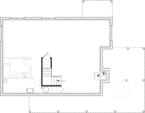 Sous-sol - Plan de chalet panoramique, chambre des maîtres à l'étage, mezzanine, cuisine avec îlot, plafond cathédrale - Montgenot