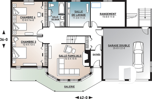 Sous-sol - Superbe plan de chalet 4 chambres avec espace familial à l'étage et 2 salons, grand balcon, foyer - Timberline