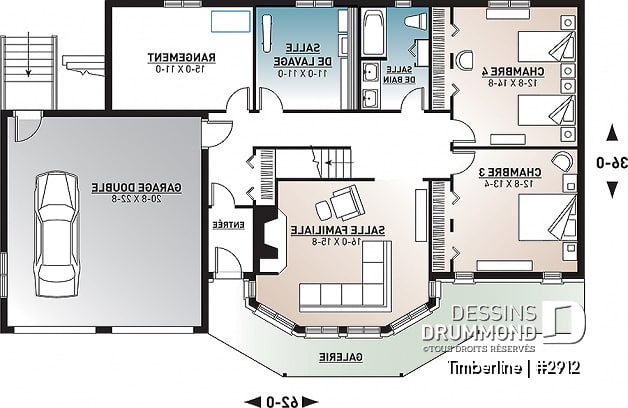 Sous-sol - Superbe plan de chalet 4 chambres avec espace familial à l'étage et 2 salons, grand balcon, foyer - Timberline