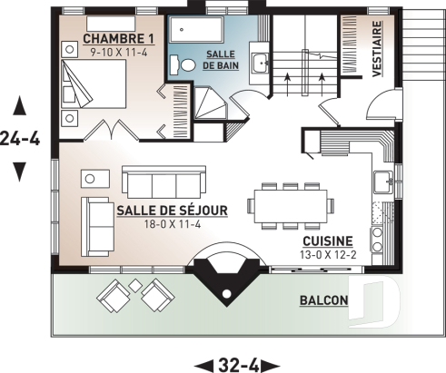 Rez-de-chaussée - Plan de chalet rustique, 3 à 4 chambres, cathédrale & loft, mezzanine, 2 foyers, grande terrasse vue superbe - Skybridge