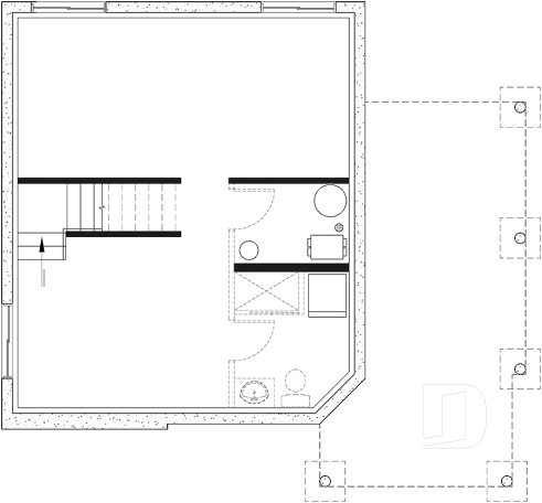 Sous-sol - Plan de petite maison abordable, 2 à 3 chambres, belle fenestration, cathédrale et mezzanine - Joice