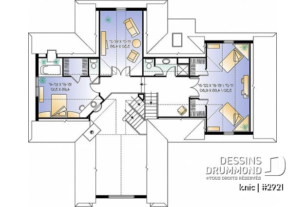 Étage - Maison style chalet 4-saison, 2 suites des maîtres (total 4 chambres), garage 2 voitures, foyer central - Ionic