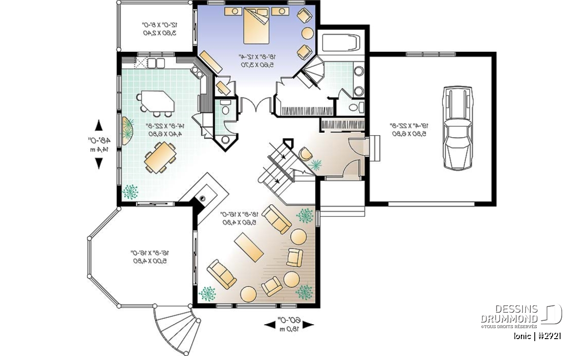 Rez-de-chaussée - Maison style chalet 4-saison, 2 suites des maîtres (total 4 chambres), garage 2 voitures, foyer central - Ionic