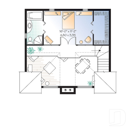 Étage - Plan de petit chalet, grande suite des maîtres, aire ouverte, mezzanine, sous-sol aménageable - Larchmont
