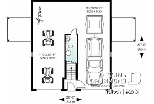 Rez-de-chaussée - Plan de garage grand format avec logement complet de 2 chambres à l'étage, 2 balcons privés et aire ouverte  - Hillock