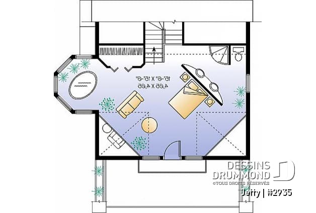 Étage option 1 - Cottage original avec espace ouvert, coin pour spa intérieur, 1 à 2 chambres - Jetty