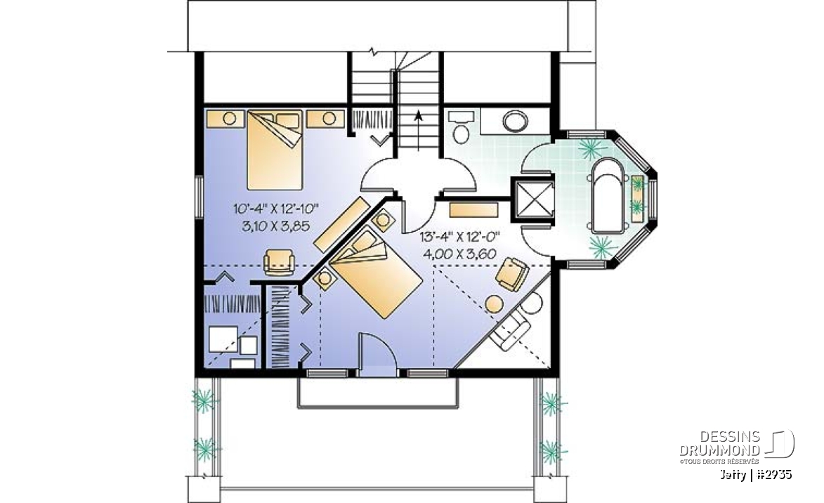 Étage option 2 - Cottage original avec espace ouvert, coin pour spa intérieur, 1 à 2 chambres - Jetty