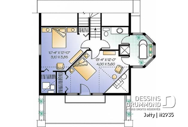 Étage option 2 - Cottage original avec espace ouvert, coin pour spa intérieur, 1 à 2 chambres - Jetty