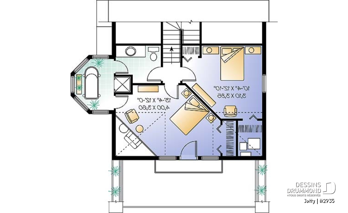 Étage option 2 - Cottage original avec espace ouvert, coin pour spa intérieur, 1 à 2 chambres - Jetty