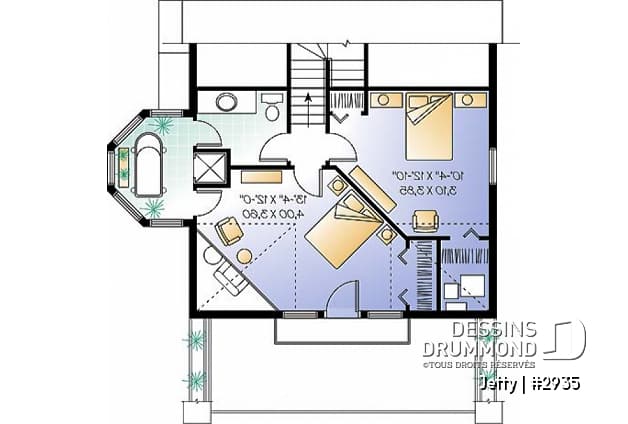 Étage option 2 - Cottage original avec espace ouvert, coin pour spa intérieur, 1 à 2 chambres - Jetty