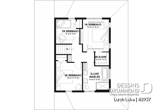 Étage - Plan de maison champêtre avec option de 2 ou 3 chambres, belle lumière naturelle, garage - Larch Lake