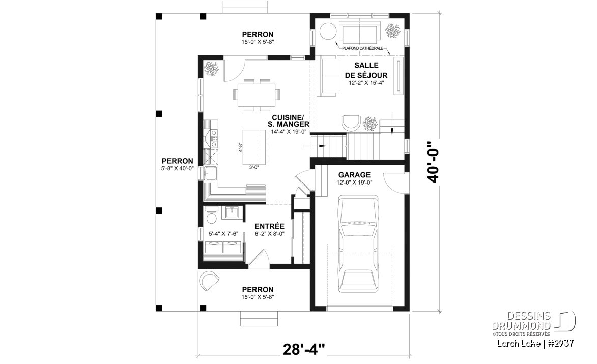Rez-de-chaussée - Modèle farmhouse abordable avec garage, 3 à 4 chambres, sous-sol aménagé optionnel - Larch Lake