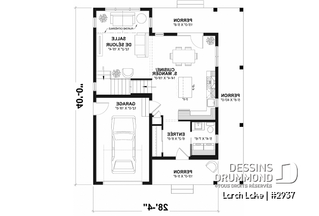 Rez-de-chaussée - Plan de maison champêtre avec option de 2 ou 3 chambres, belle lumière naturelle, garage - Larch Lake